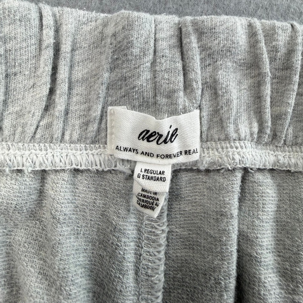 Aerie Wide Leg Lounge Pants Womens L Grey 100% Cotton Casual Elevated Luxe Chic - Picture 3 of 10